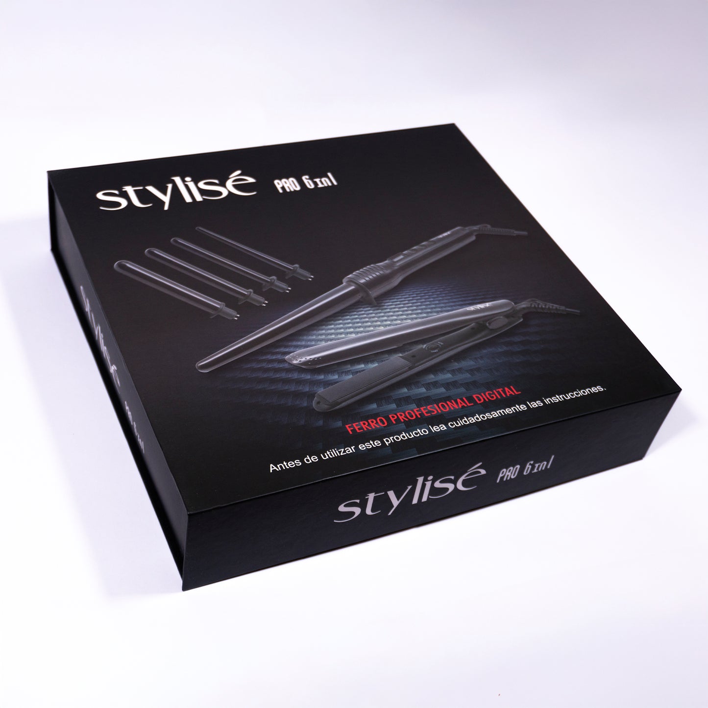 Kit Profesional Stylise Ferro Con 5 Puntas+plancha 6 en 1 Color Negro