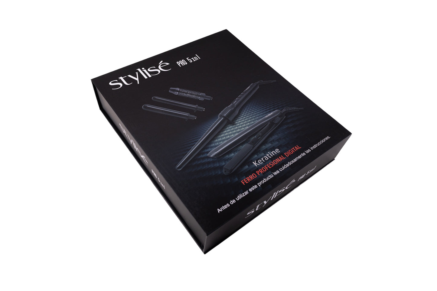 Kit Profesional Stylise Ferro Con 4 Puntas+plancha 5 en 1 Color Negro