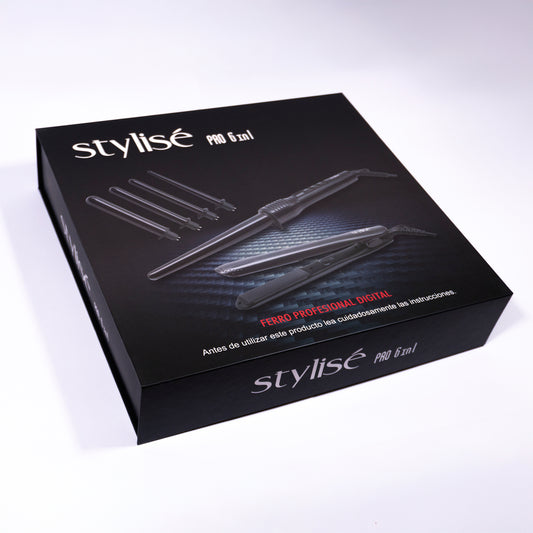 Kit Profesional Stylise Ferro Con 5 Puntas+plancha 6 en 1 Color Negro